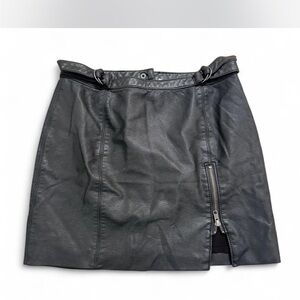 Free People Black Faux Leather Mini Skirt
